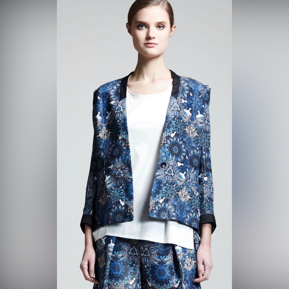Helmut Lang Mandala Print Blazer Womens Size 4 Blue Multi